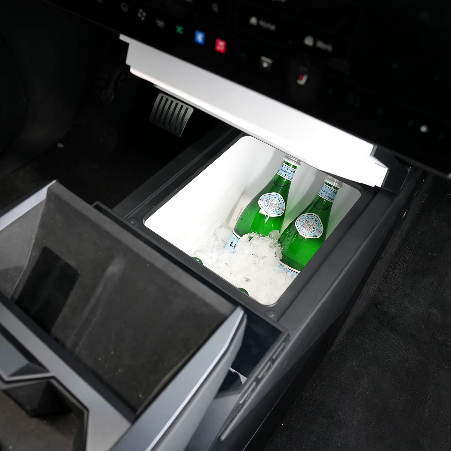 Car Refrigerator for Tesla Cybertruck, 18L Center Console Car Fridge with Rapid Cooling (21℉~68℉), Tesla Cybertruck Freezer Compressor Electric Cooler for Outdoor Camping Road Trip