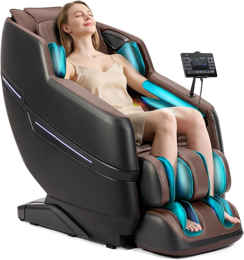 Artist hand Massage Chair Full Body, 2026 Zero Gravity Massage Chair Recliner, 8 Fix Rollers, 6 Modes, Bluetooth Speakers, Foot Roller Massage, Waist Heating, Full-Body Airbags, Brown/Black