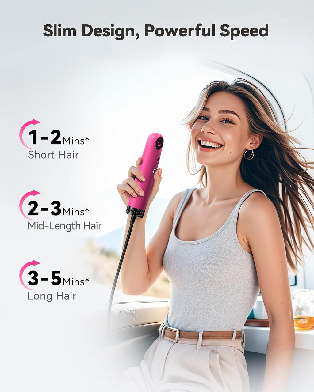 SYLPH Mini Hair Dryer, 0.55lb Small Size Travel Hairdryer, 850W Ionic Hair Dryer with 110,000 RPM High-Speed Motor, Intelligent Temperature Control No Heat Damage, Suitable for Home, Dorm, RVs(Pink)