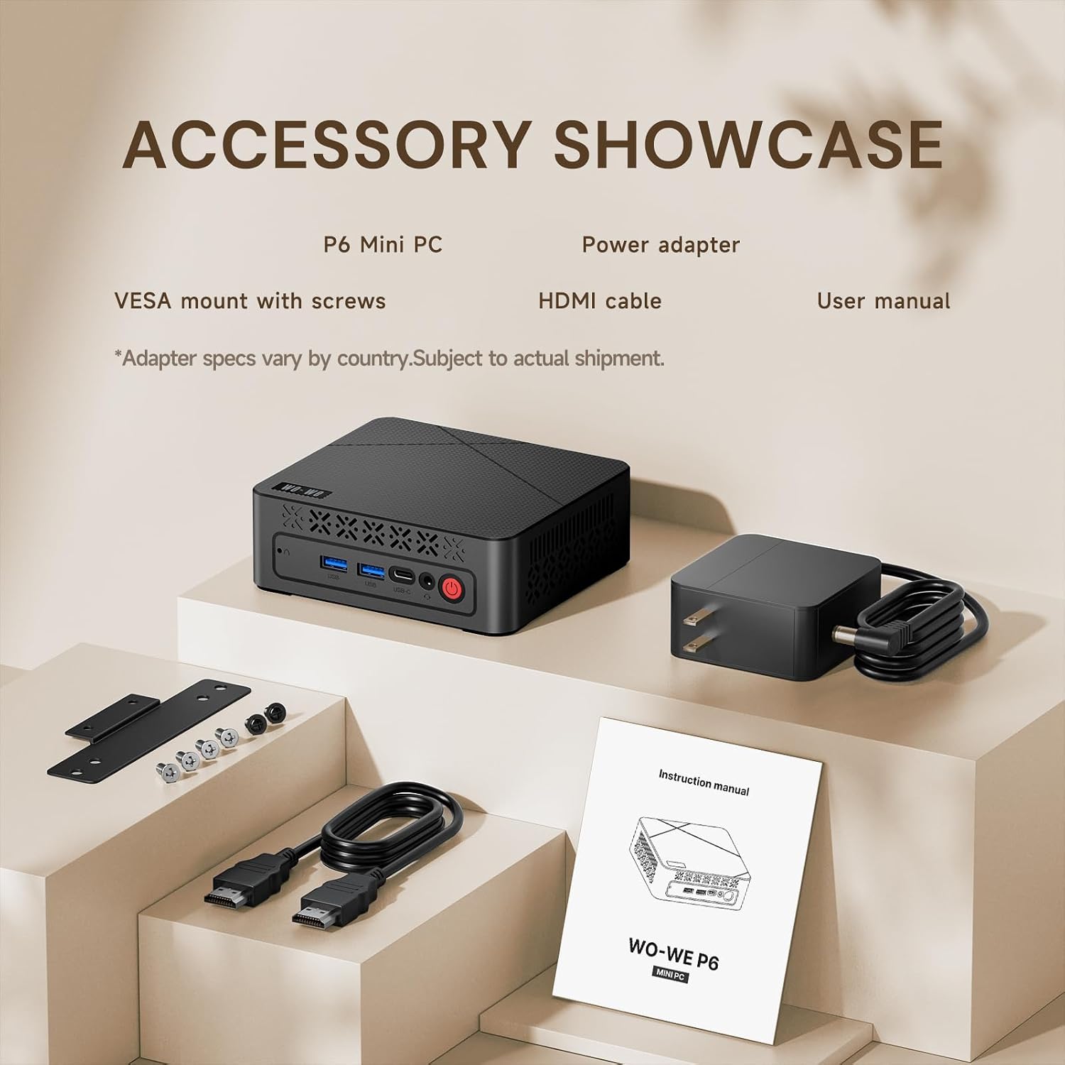 wo-we P6 Mini Desktop Gaming PC AMD Ryzen 5 3500U, Beats N150/4300U/3200U（4C/8T,Up to 3.7GHz,8GB DDR4 RAM 256GB M.2 2280 SSD, Support Dual 4K, WiFi5 BT5.0 Ethernet HTPC for Business, Education, Home