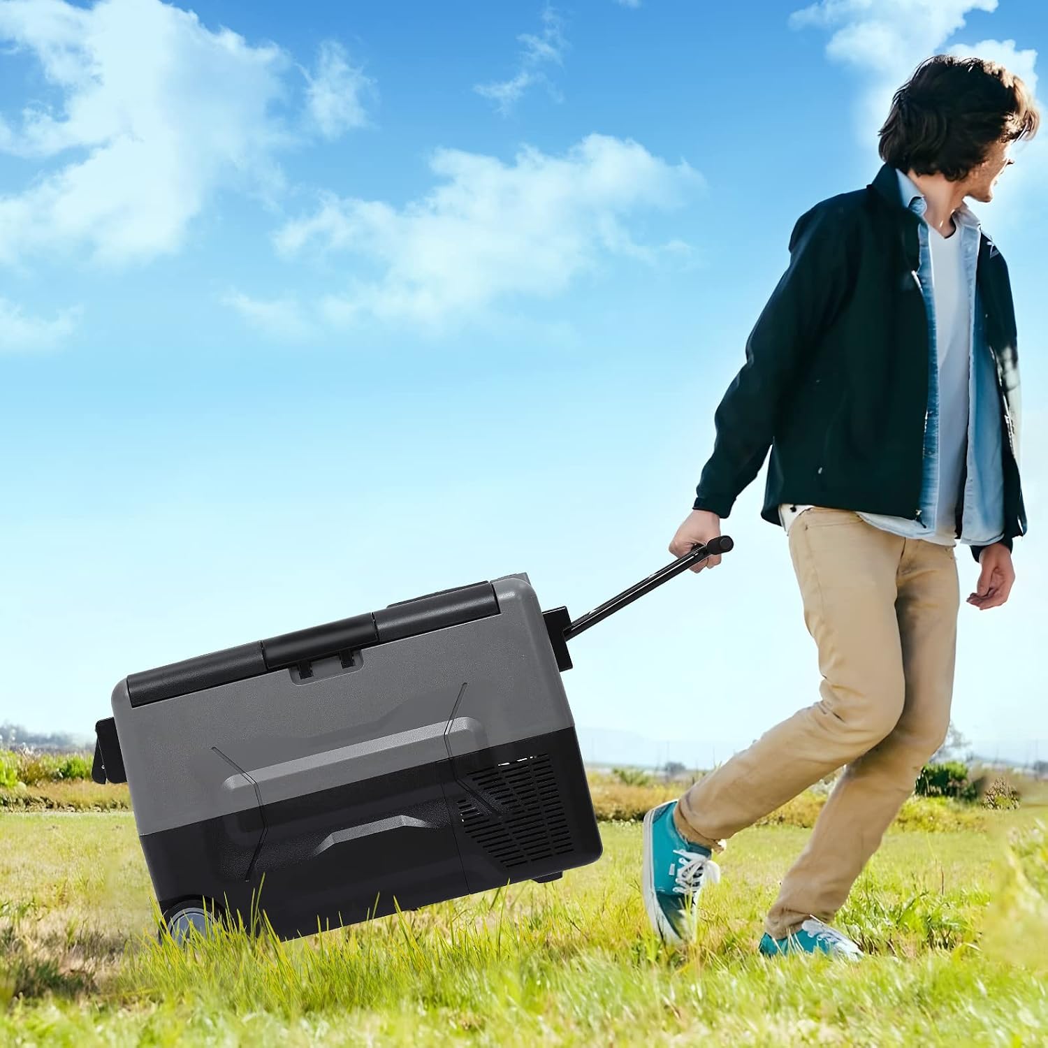 Portable Car Refrigerator/Freezer Electric Cooler Car Fridge, 12V Fridge for Car, 37 Quart -4℉-68℉ Portable Refrigerator for Home, Bar, Camping, Travel, Fishing, Outdoor