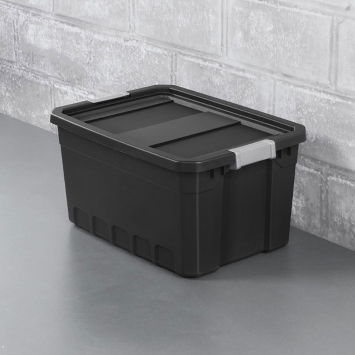 Sterilite 12-Pack Plastic Storage Bins with Lids, Stackable Containers, 19 Gallon, Black