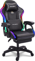 Gaming Chairs with Speakers and LED Light,Gaming Chair with Footrest and Massage Lumbar Support,Multi-Function, Gaming Chairs, Reclining Gaming Chairs, Racing Chair for Adults Teens Gamer.,Bl