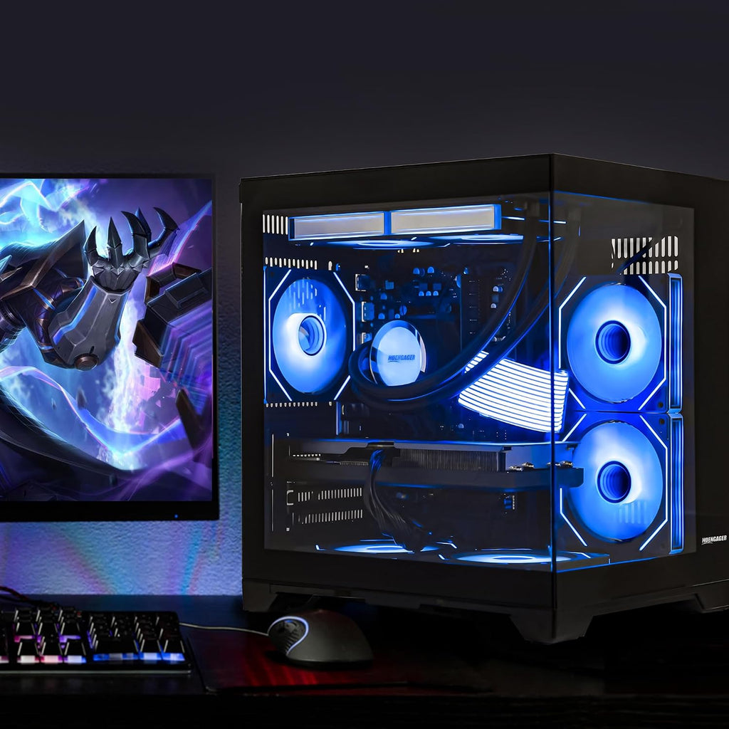 Hoengaegr Panorama Gaming PC - AMD Ryzen 7 5700X 3.4 GHz, Intel Arc B580 12GB, 16GB DDR4 RAM, 1TB PCIe SSD, 11AC WiFi, 650 PSU,Windows 11- Desktop Computer