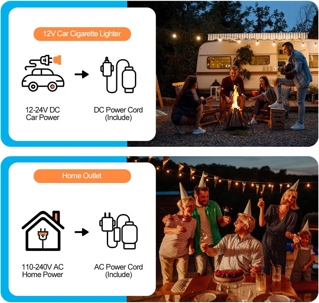 TABU 49QT Portable Car Refrigerator, 12V Dual Zone Freezer& Cooler with 12/24V DC&110/240V AC,-4℉~68℉,Car Fridge with Wheels,Low Noise, for Camping, Travel, RV (Grey)