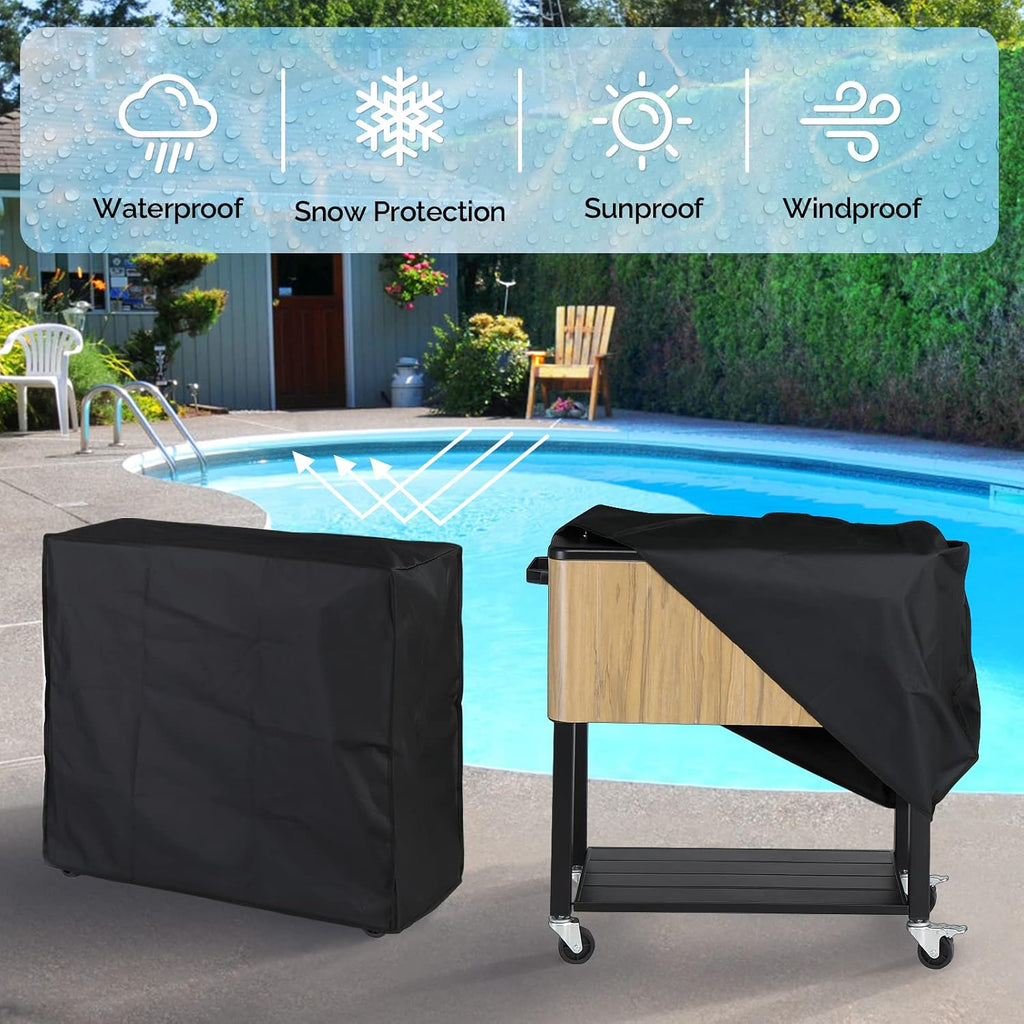 VINGLI 80 Quart Rolling Ice Chest on Wheels, Patio Cooler Cart, Beverage Rolling Cooler for Outdoor Patio Deck Party