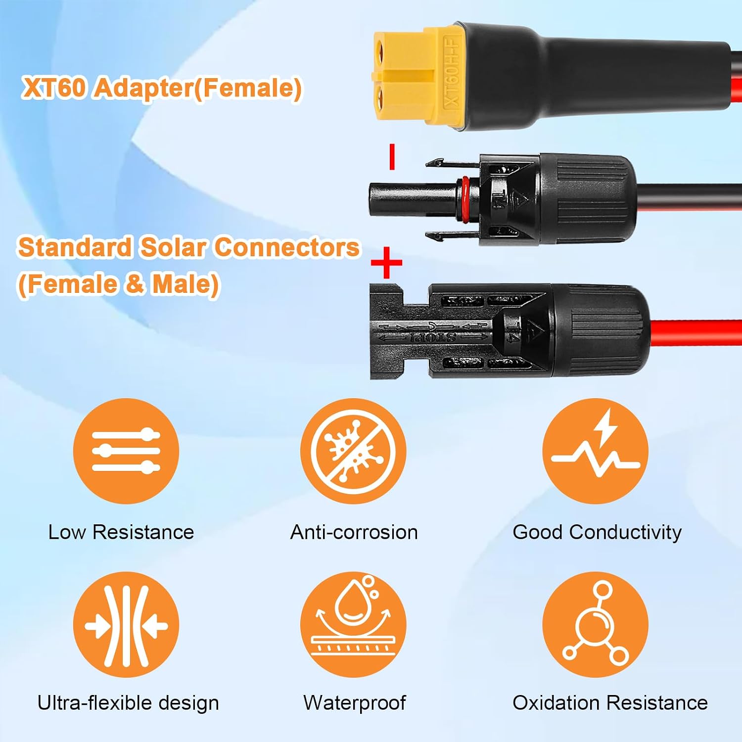 10AWG 100FT XT60 Solar Extension Cable 2 3 6 10 15 20 25 35 40 50 75 100FT XT60 Solar Extension Connector Adapter Thicker Cable Female to Male for Portable Power Station Solar Panel RC LiFePO4 Battery