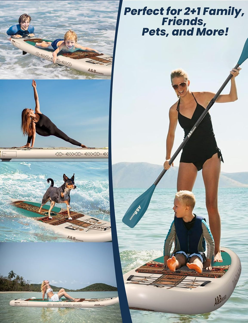 ABBOARD Inflatable Stand Up Paddle Board - Extra Wide Fishing Paddleboard with Sup Accessories Youth/Adults