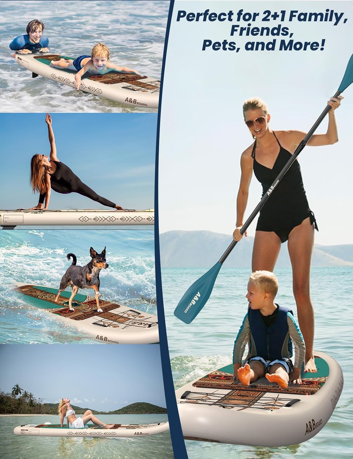ABBOARD Inflatable Stand Up Paddle Board - Extra Wide Fishing Paddleboard with Sup Accessories Youth/Adults