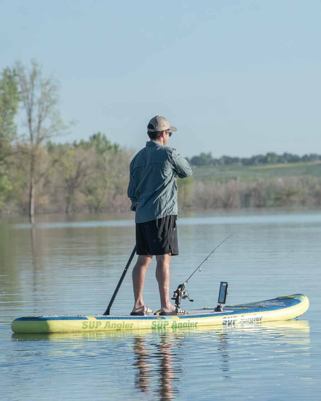 SUP Angler X-Wide Inflatable Fishing Paddle Board with Seat, Choose Accessories Package, Adjustable Fishing Rod Holders, Accessory Ports, Dual Paddle, Quad Bungees, 10'8' X 35'