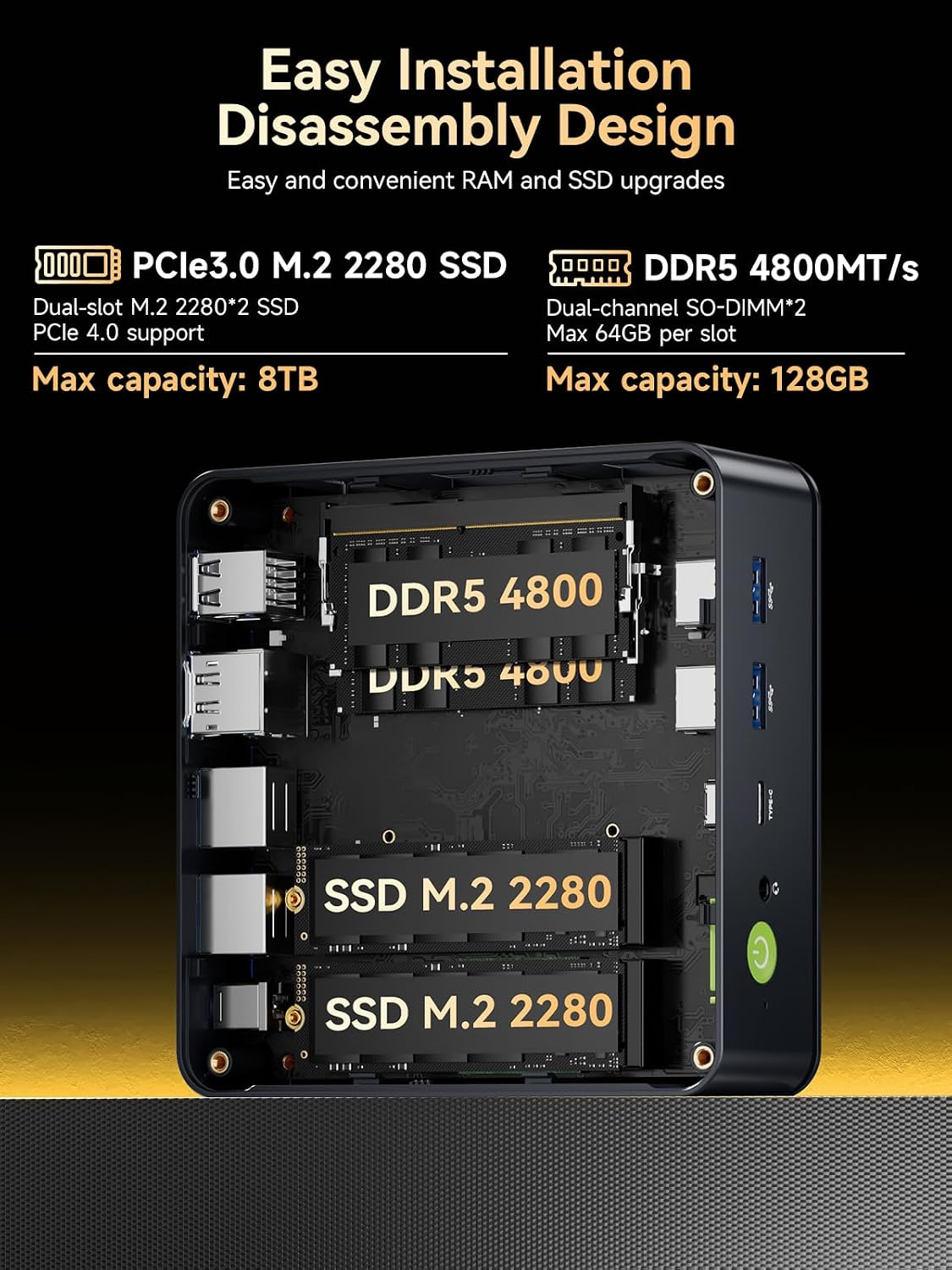 GMKtec M6 Ultra Gaming Mini PC Ryzen 7640HS (Upgraded 6600H/ 6800U), 16GB RAM DDR5 1TB SSD Dual NIC LAN 2.5GbE Desktop Computers Office Home, Triple 4K Display, WiFi 6, USB4, BT 5.2, DP, HDMI 2.0