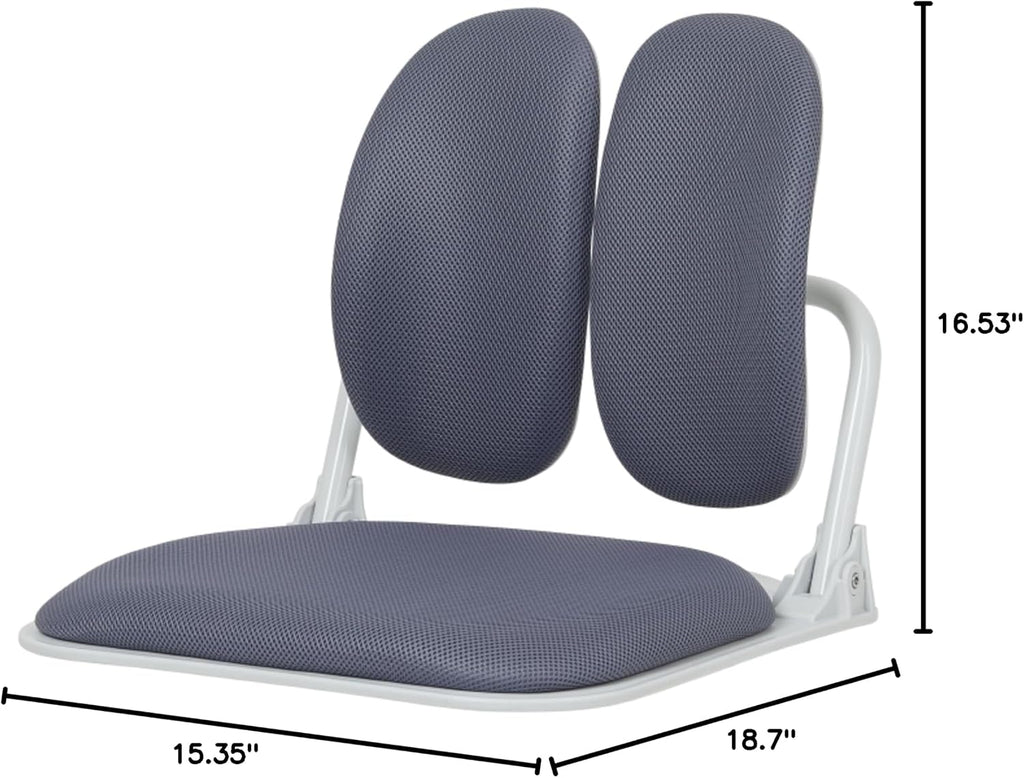 【Premium Dual-Backrests】 Made in Korea Ergonomic Floor Chair with Back Support - Meditation Chair, Floor Gaming Chair, Reading Chair, Floor Chairs for Adults, Foldable Chair (Grey)