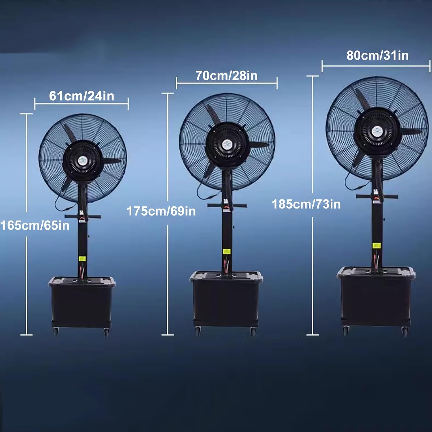 Cool Mist Fan Outdoor Misting Oscillating Pedestal Fan, Portable Misting Fan, Automatically Add Water, with 10 Gal Standalone Tank, 3 Speeds (Color : 110V, Size : 71cm/28in)