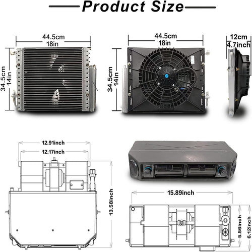 10000BTU Electric Air Conditioner 12v Under Dash air conditioning Kit 12 volt universal car ac system Fit for Van Auto RV Truck Motorhome Boat Bus Heating and Cooling