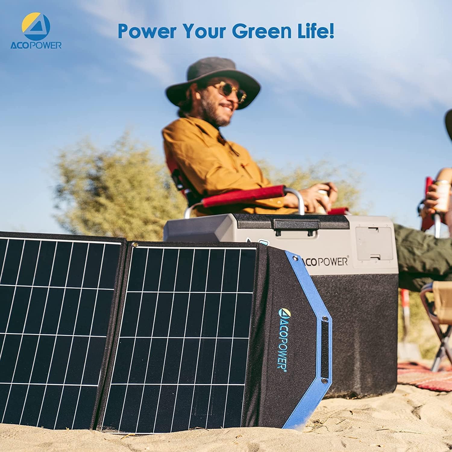 ACOPOWER LiONCooler Pro HY-COMBO-PX30 Solar Freezer Portable 32 Quarts Cooler & 90 Watt Solar Panel Combination Kit for Truck RV Boat Outdoor Camping, Black&Grey