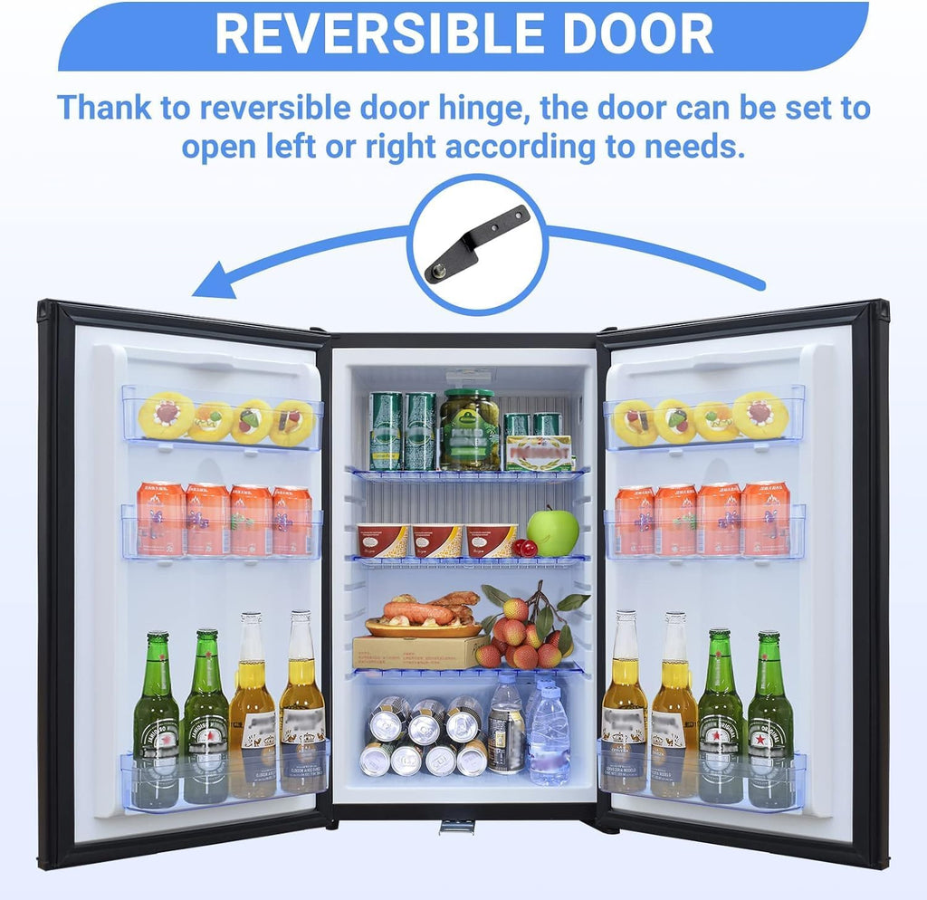 12 Volt RV Fridge With Lock and Key, 1.76 Cu. Ft Small Silent Lockable Upright Mini Refrigerator for Semi Truck, 12v/110v Cooler Quiet No Noise for Office Apartment Bedroom Marine Dorm Patio, Black