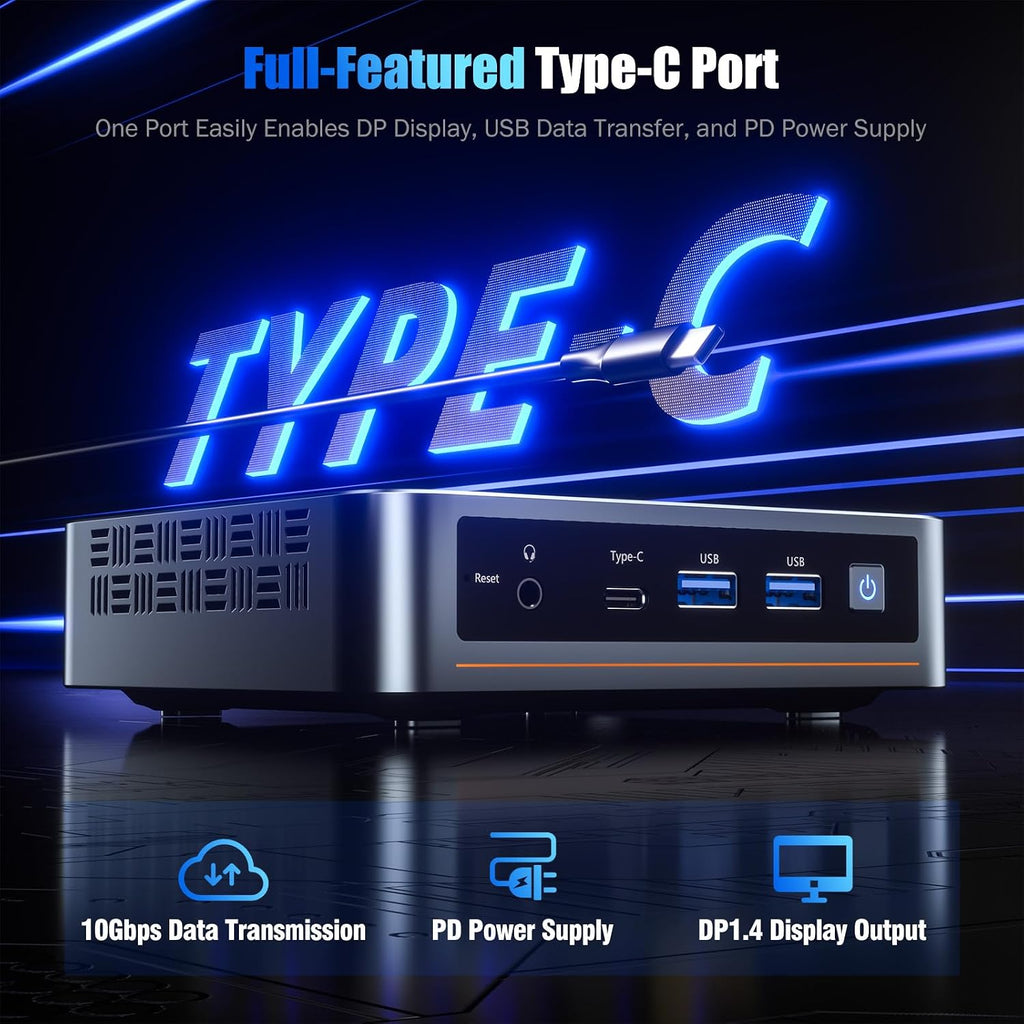 Trycoo WI6 Mini PC Computer Alder Lake N95(Up to 3.4GHz), 8GB DDR4 256GB SSD, Desktop Mini Computer 4K Triple Display, Type-C, Dual HDMI, RJ45 LAN Ethernet, WiFi5, BT4.2 for Office, Home, Business