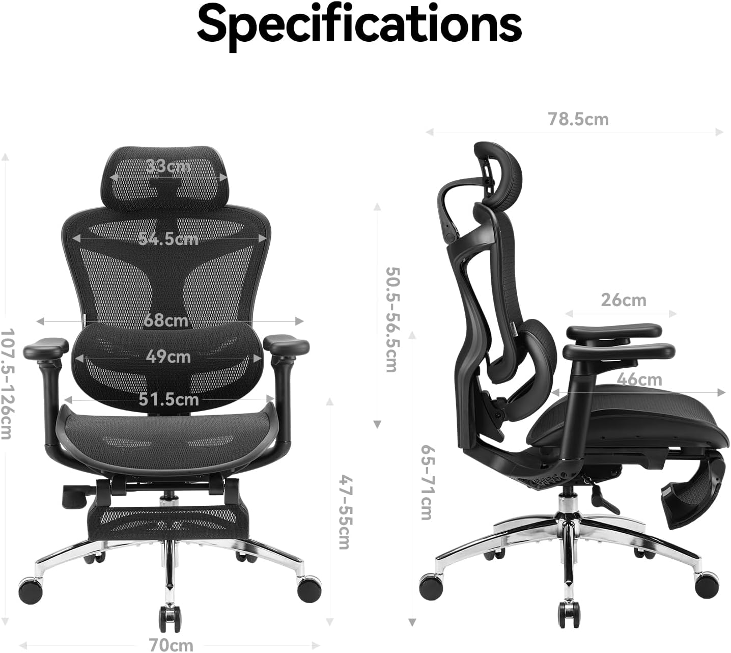 SIHOO Doro C300 Ergonomic Office Chair with Footrest, Ultra Soft 3D Armrests, Dynamic Lumbar Support for Home Office Chair, Adjustable Backrest Desk Chair, Swivel Big and Tall Computer Chair (Black)