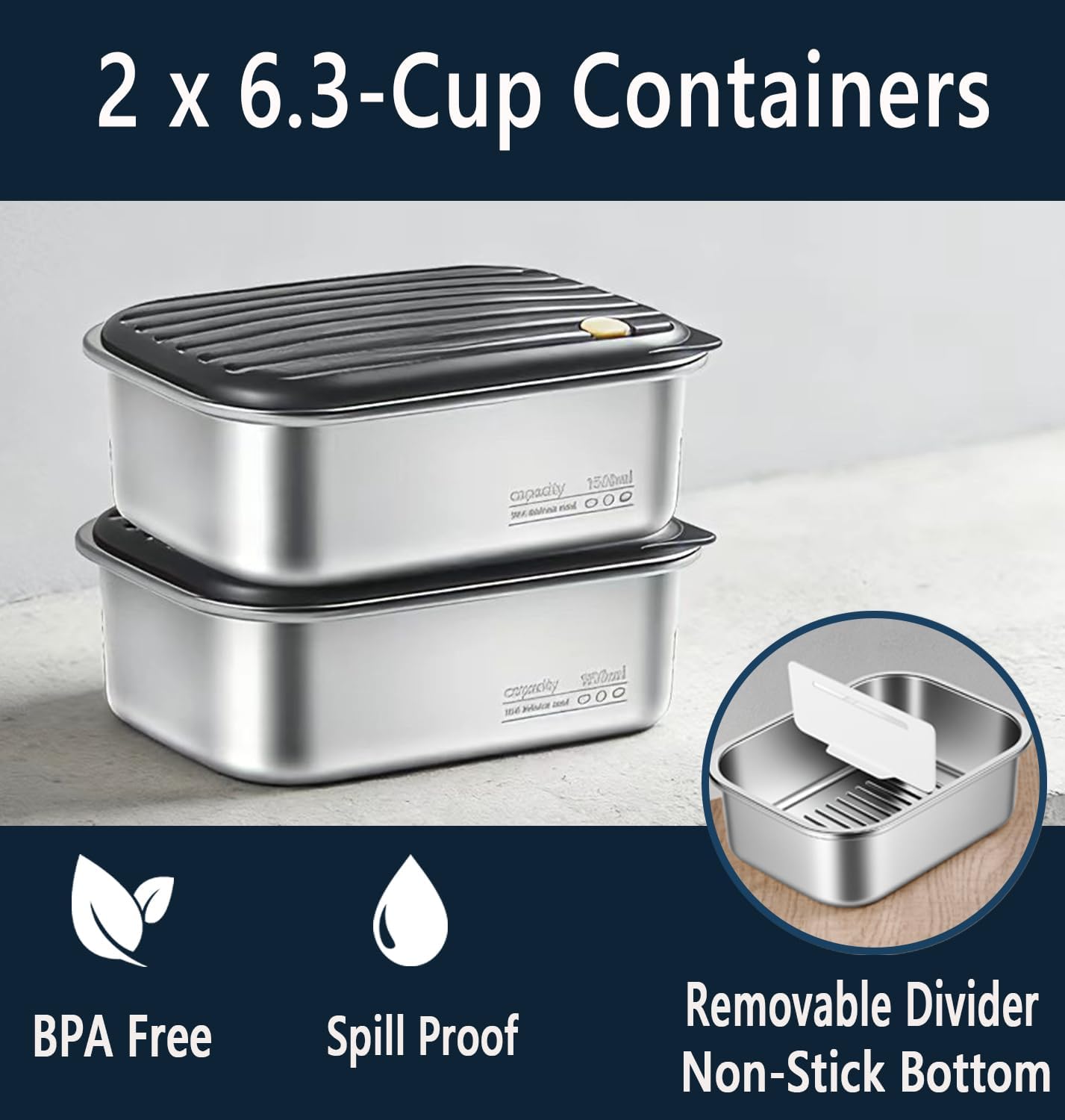 27000mAh Cordless Electric Heated Lunch Box, 100W Rechargeable Portable Food Warmer for Adults Work Travel Car - Battery-Powered & Self-Heating, 2 x 6.3 cups