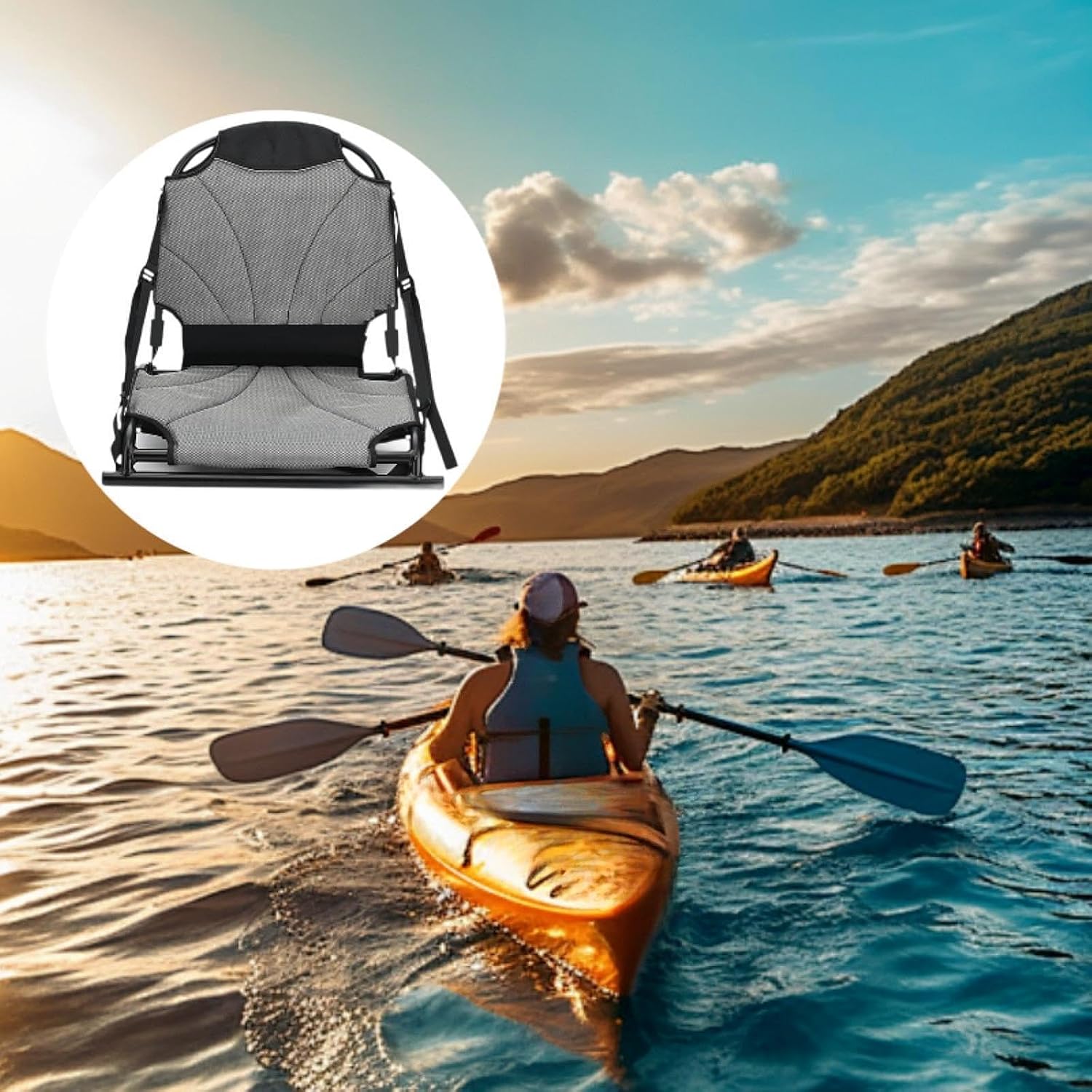 Colaxi Kayak Seat with Backrest Support Versatile Replacement Portable Foldable Fishing Seat