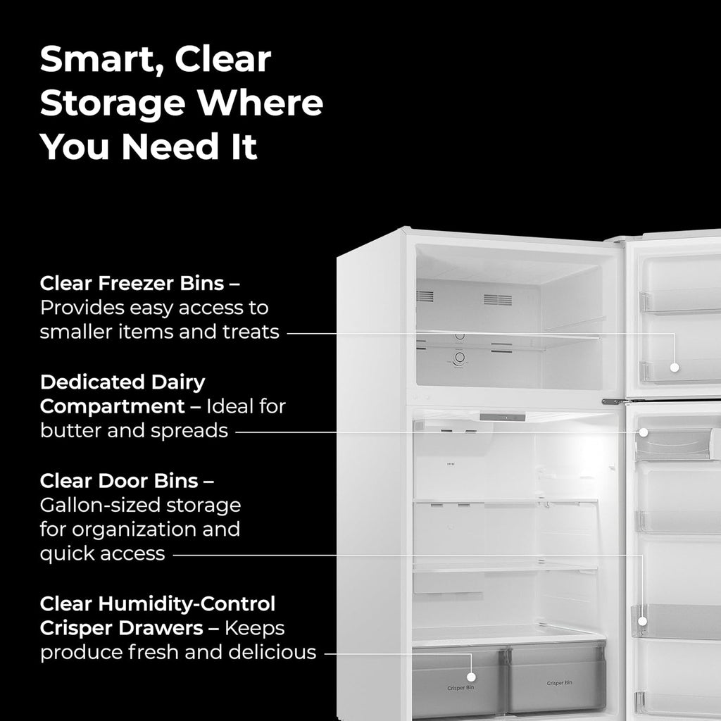 Kenmore 33' Top Mount Refrigerator with Freezer - Adjustable Shelving, Humidity-Controlled Crispers, Optional Ice Maker, LED Lighting, ENERGY STAR Certified, 25 cu. ft. Capacity - White