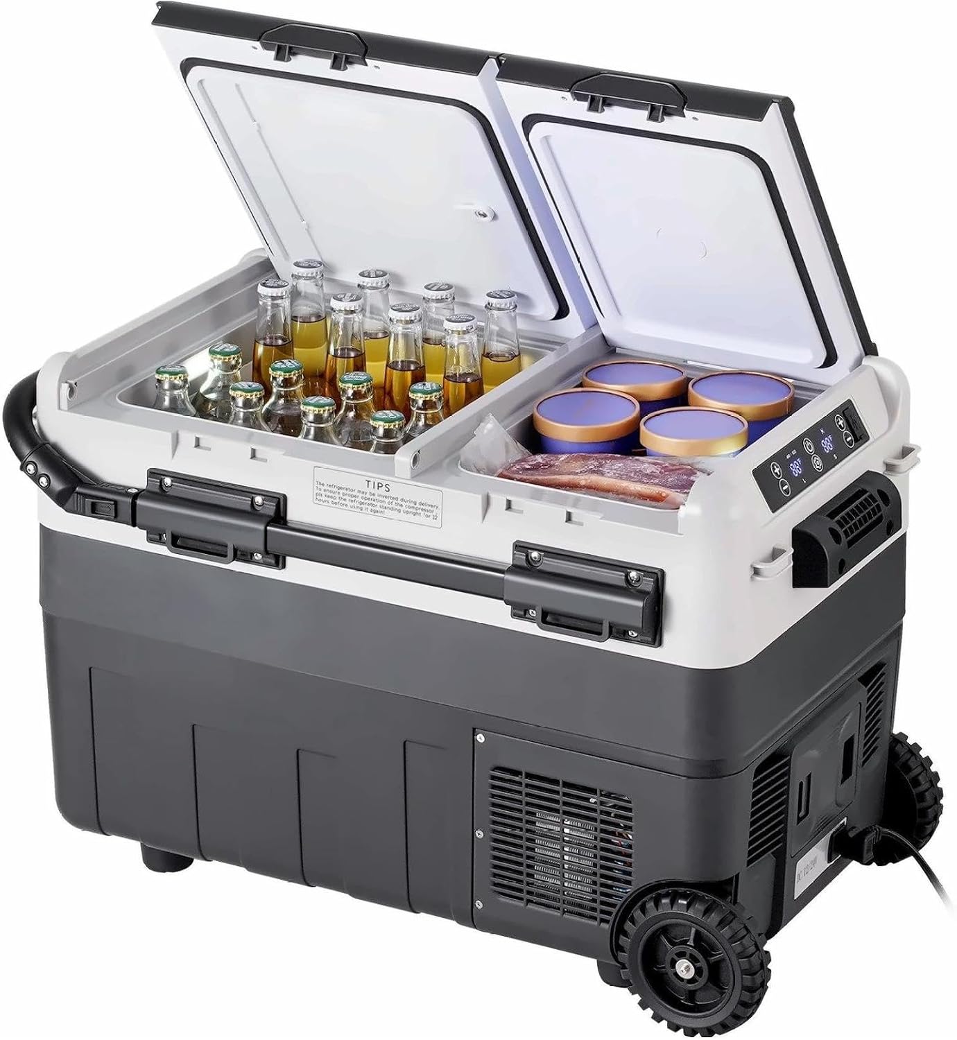 Portable Car Refrigerator Freezer 50L Dual Zone - 12V/24V & 110V/240V - Compressor Cooling for Road Trips, Camping, RV & Home Use