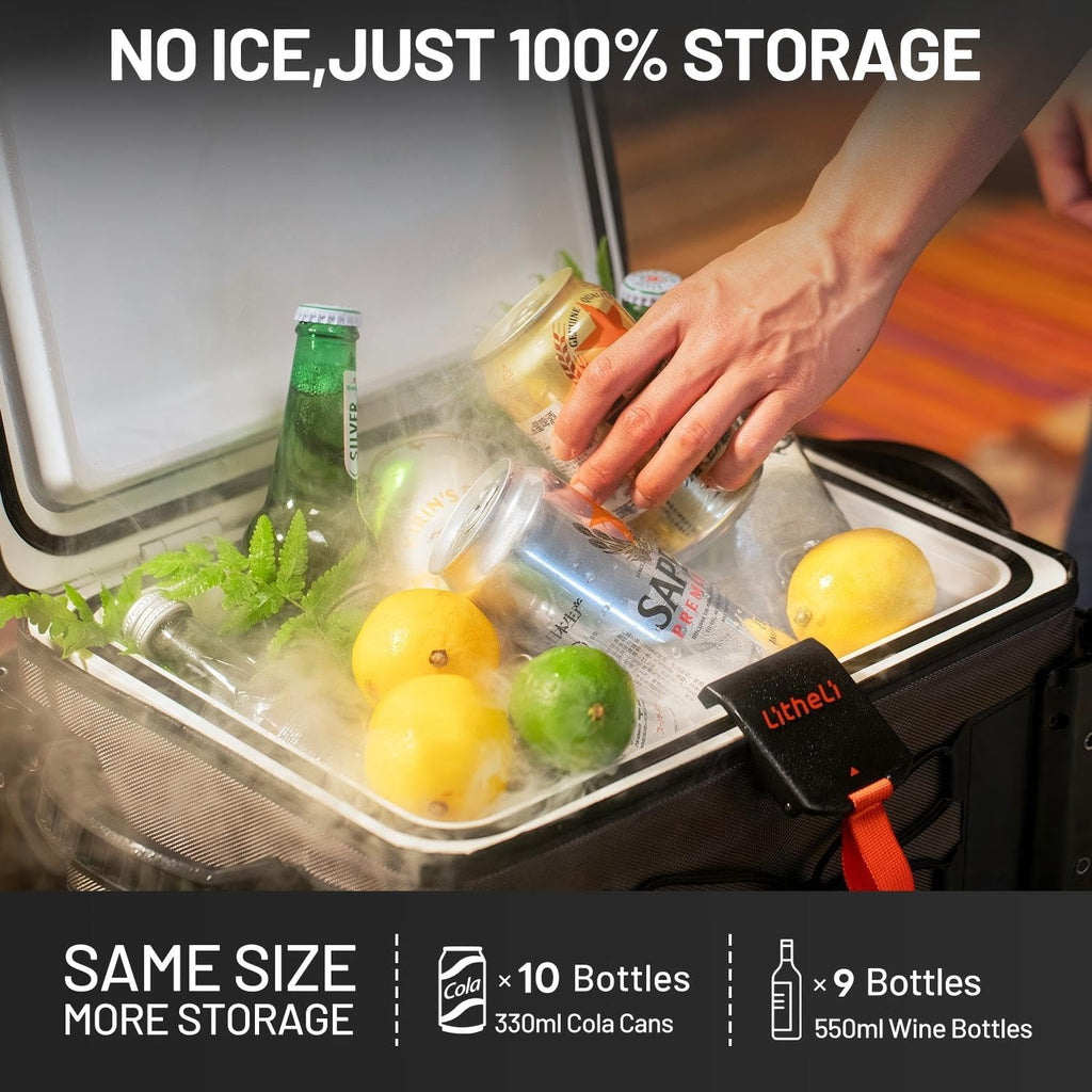 LiTHELi FrozenPack Wild 12V Car Refrigerator & Portable Electric Cooler, 20L/21QT Backpack Design, -4~68℉ Travel Fridge Freezer for Camping, Road Trips, RV, Boat&Beach（Without Battery）