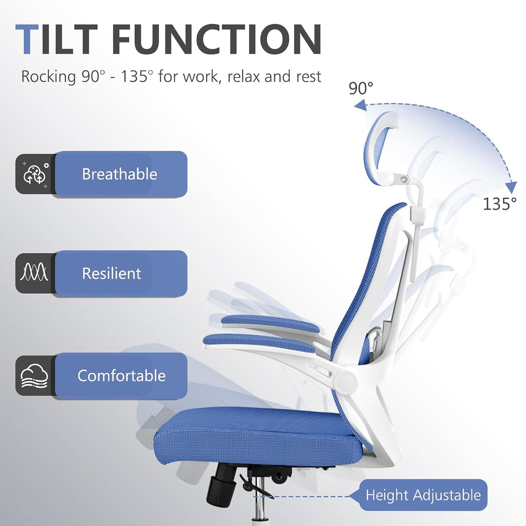 balmstar Ergonomic Office Chair Desk Chair - Mesh Computer Chair with 360° Swivel Wheels, Adjustable 90-130° Recline & Lumbar Support for Home Office, Supports up to 350lbs