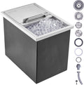 VEVOR Drop in Ice Chest, 18'L x 12'W x 14.5'H Stainless Steel Ice Cooler, Commercial Ice Bin with Sliding Cover, 40.9 qt Outdoor Kitchen Ice Bar, Drain-pipe and Drain Plug Included, for Cold Wine Beer