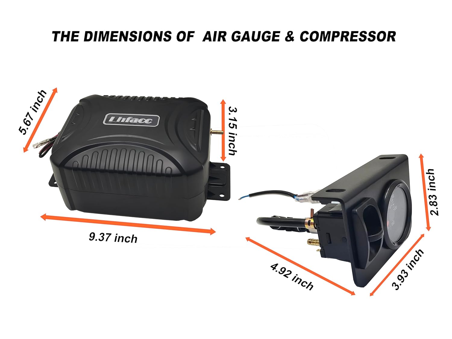 in Cab On Board Air Compressor System Air Pump System with Single Path Air Gauge Paddle Valve Gauge Air Line T Fittings for Trucks Vans