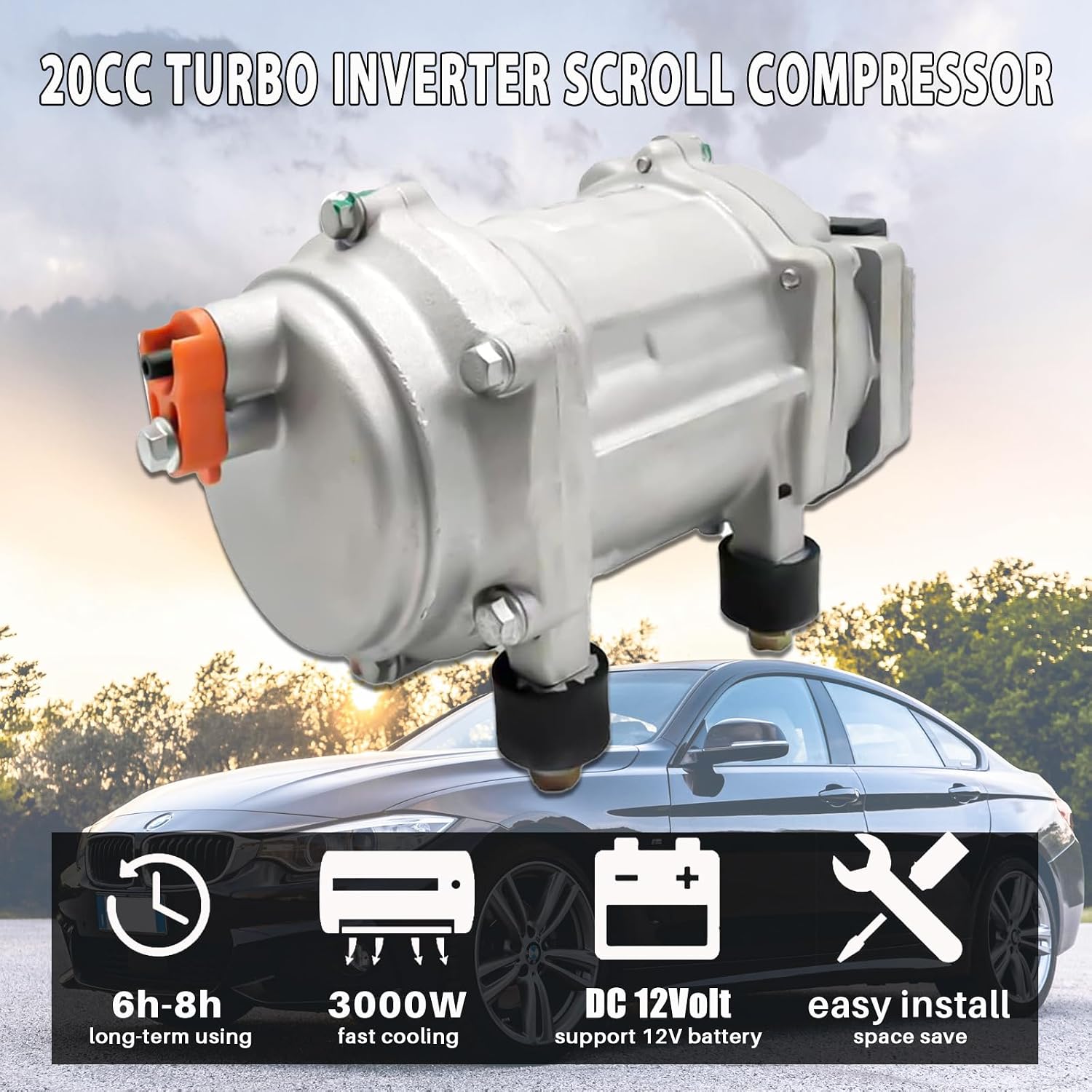 12000 BTU Under Dash Air Conditioner 24V with Heating, Universal 24 Volt A/C Kit System, Electric 24V DC Underdash AC Unit Quiet, Fast Cooling for Classic Car, Vintage Automotive, ATV, Pickup,Tractor