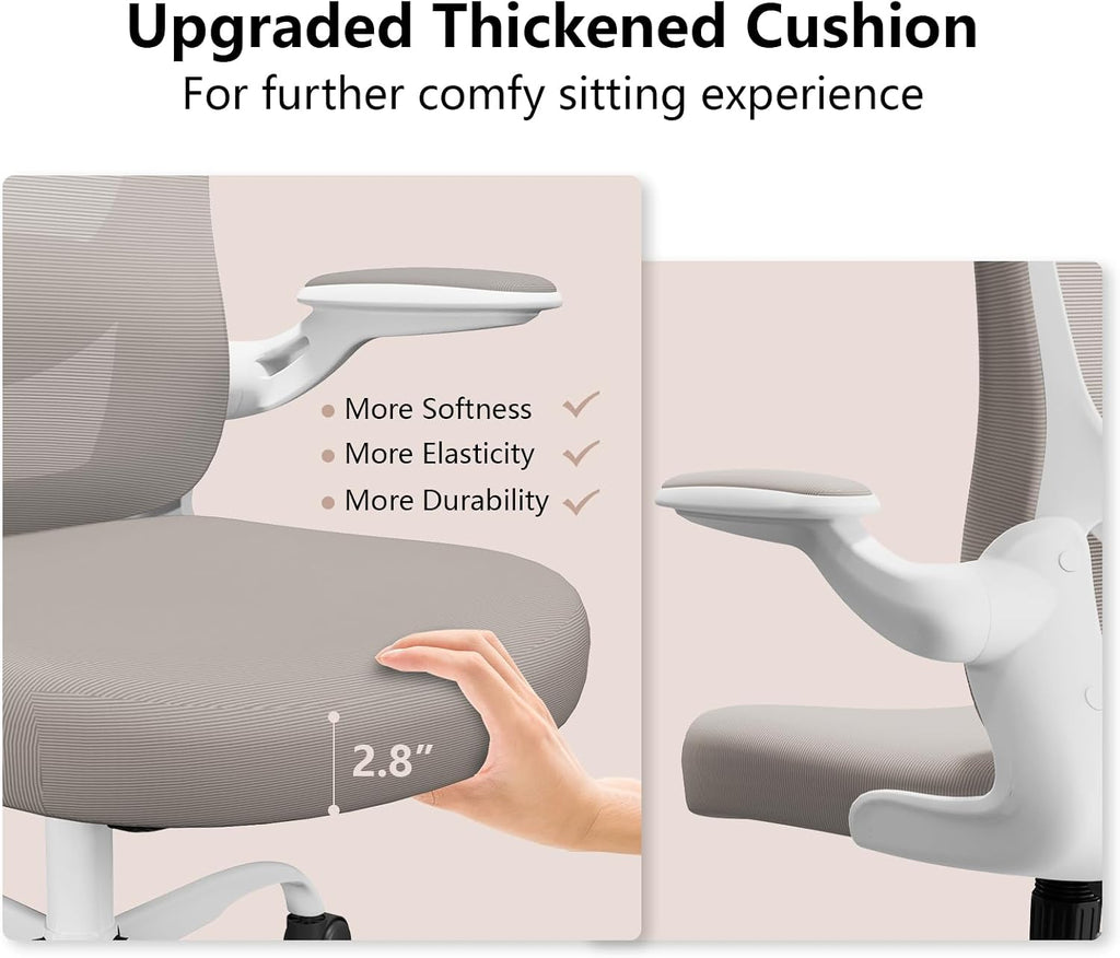Ergonomic Office Chair, Comfort Swivel Home Office Task Chair, Breathable Mesh Desk Chair, Lumbar Support Computer Chair with Flip-up Arms and Adjustable Height