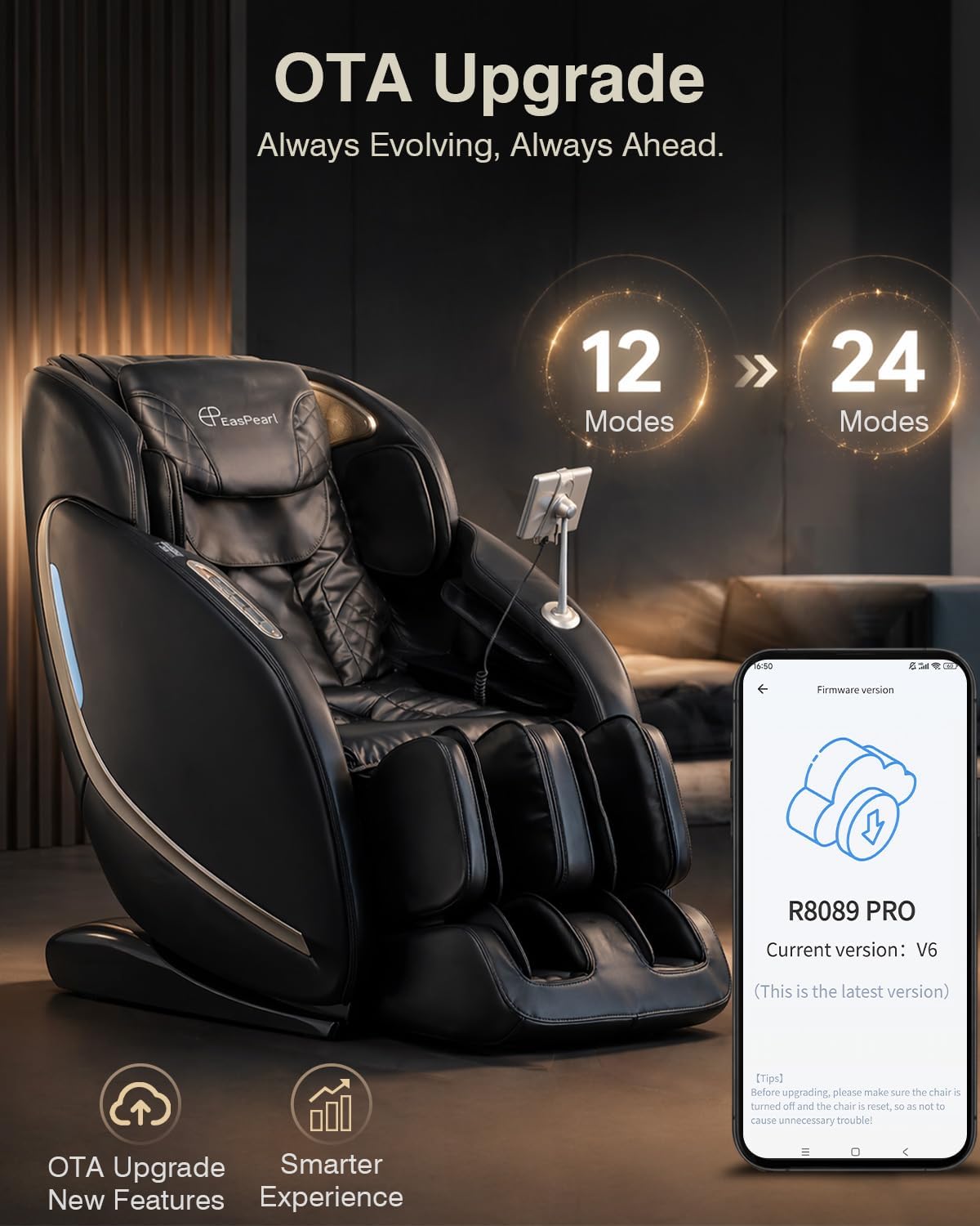 EASPEARL Massage Chair Full Body,53.15in SL-Track,Zero Gravity Massage Chair with Heat, Auto Footrest,OTA Upgraded 24 Auto Modes,LCD Screen,36 Airbags, Bluetooth&APP Control, Shiatsu&Thai Stretch