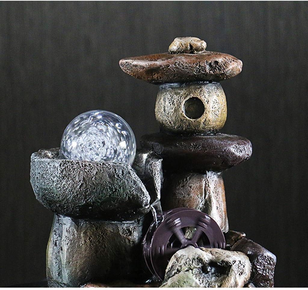 Water Fountain Desktop Ornament Stacked Rocks Water Fountain Decoration Cool Indoor Outdoor Portable Electric Tabletop Decorative Zen Meditation Waterfall Decor Kit W/Submersible Pump Zen Meditation
