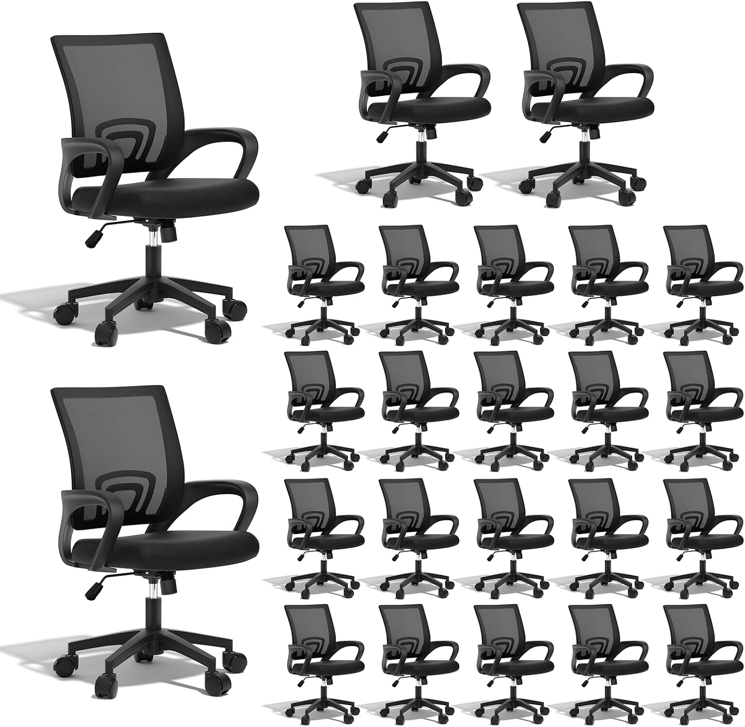 Ergonomic Office Chair 24P - 330Lbs, Breathable Mesh Computer Desk Chair with Lumbar Support & Armrest, Rolling Swivel Adjustable Tilt Lock for Home Office/Gaming, Bedroom Study