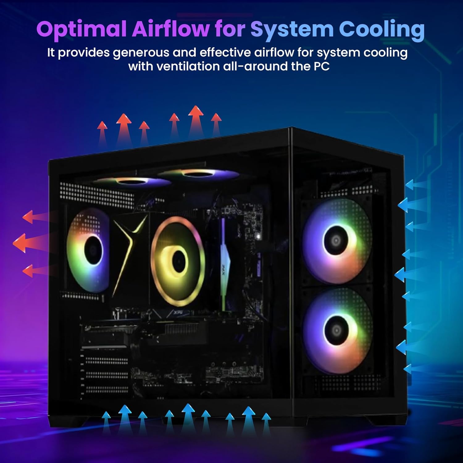 STORMCRAFT Sirius AI Gaming Desktop, Intel i5 14400F, Arc B570 10GB GDDR6 Supports 1440P Gaming, 16GB DDR4 RGB Memory, 1TB NVMe SSD, VR Ready PC Gamer