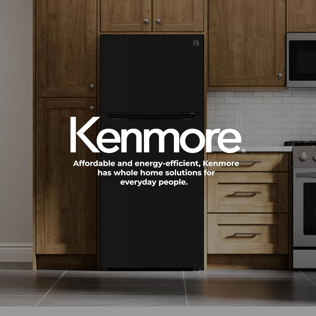 Kenmore 30' Top Mount Refrigerator with Freezer - Adjustable Shelving, Humidity-Controlled Crispers, LED Lighting, ENERGY STAR Certified, Garage Ready, 20.2 cu. ft. Capacity - Black