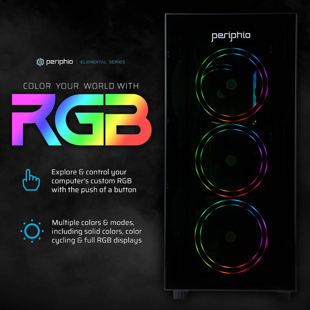 Periphio Terra Gaming PC, AMD Ryzen 5 5600GT up to 4.6 GHz with Radeon Vega 7 Graphics, 32GB DDR4 RAM, 1TBNVMe SSD, WiFi, Windows 11 Home Desktop Computer, RGB, Black, 1080p PC Gaming