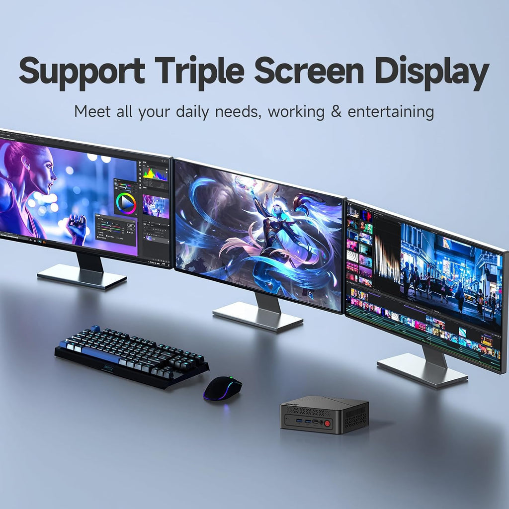 wo-we P6 Mini Gaming PC AMD Ryzen 5 3550H（4C/8T,Up to 3.7GHz,16GB DDR4 RAM 512GB M.2 2280 SSD, Mini Desktop Computers Support Dual 4K, WiFi5 BT5.0 Ethernet HTPC for Business, Education, Home