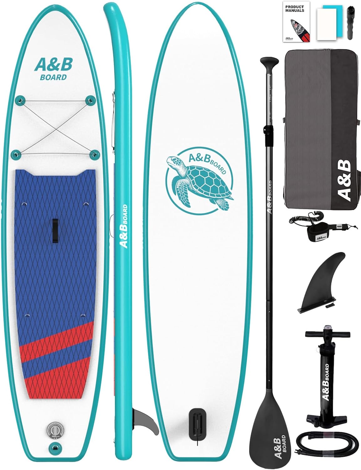 ABBOARD Inflatable Stand Up Paddle Board - Extra Wide Fishing Paddleboard with Sup Accessories Youth/Adults