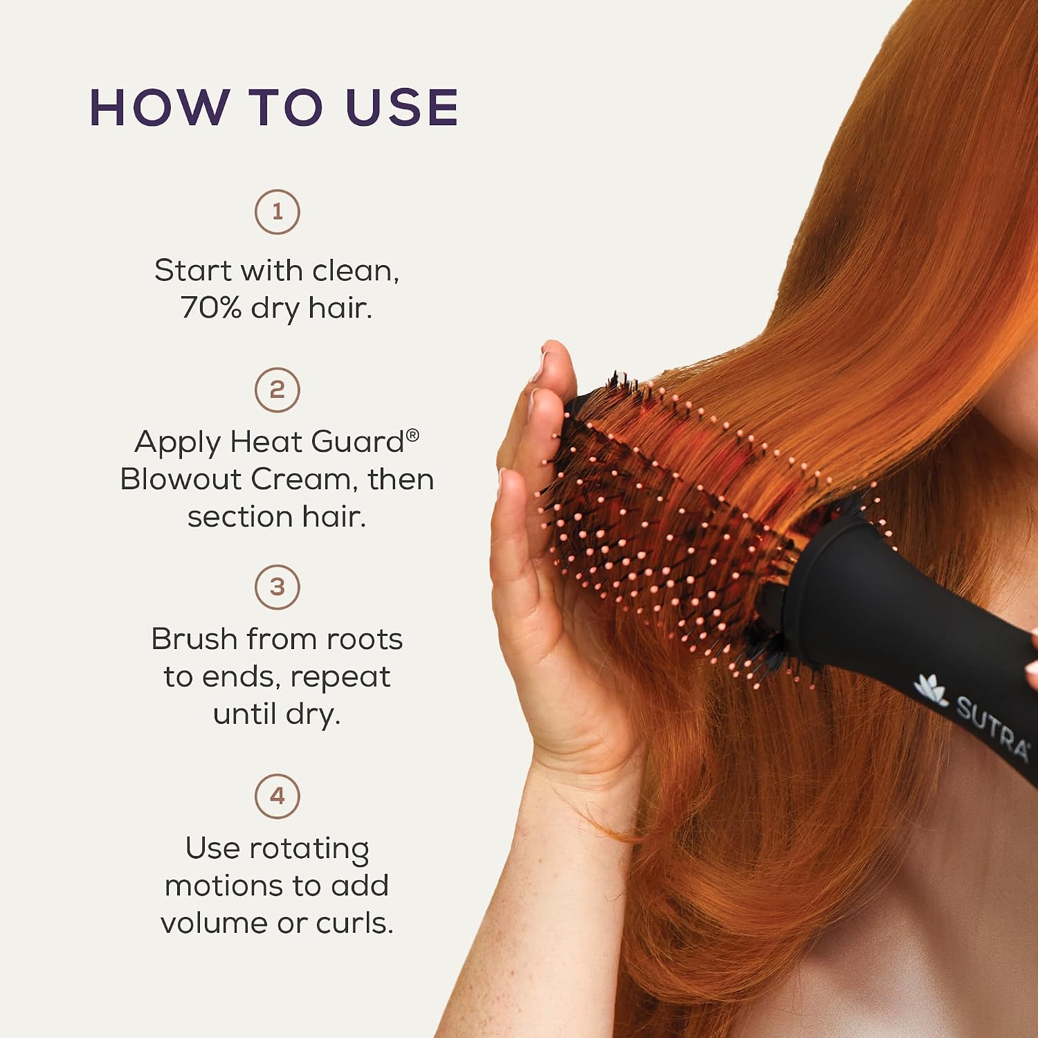 SUTRA Infrared Blowout Brush, 3' - All-in-One Infrared Heated & Ionic Round Dryer Brush for All Hair Types - Professional Thermal Styling Hair Tools for Blow Out - Volumizing Hot Air Brushes