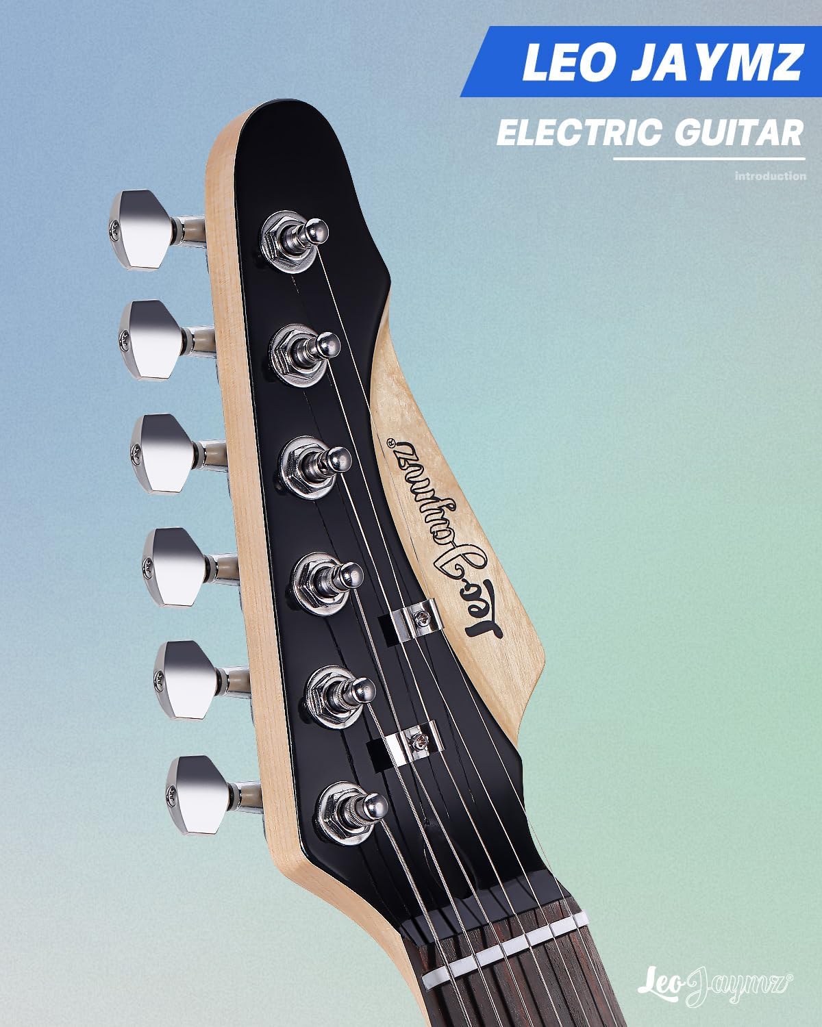 Leo Jaymz 39' Full Size ST Style Electric Guitar Starter Kit with SSH Pickup, 5W Portable Amp, Tuner, Gig Bag, Strap & Accessories (Blue Ocean 5W)