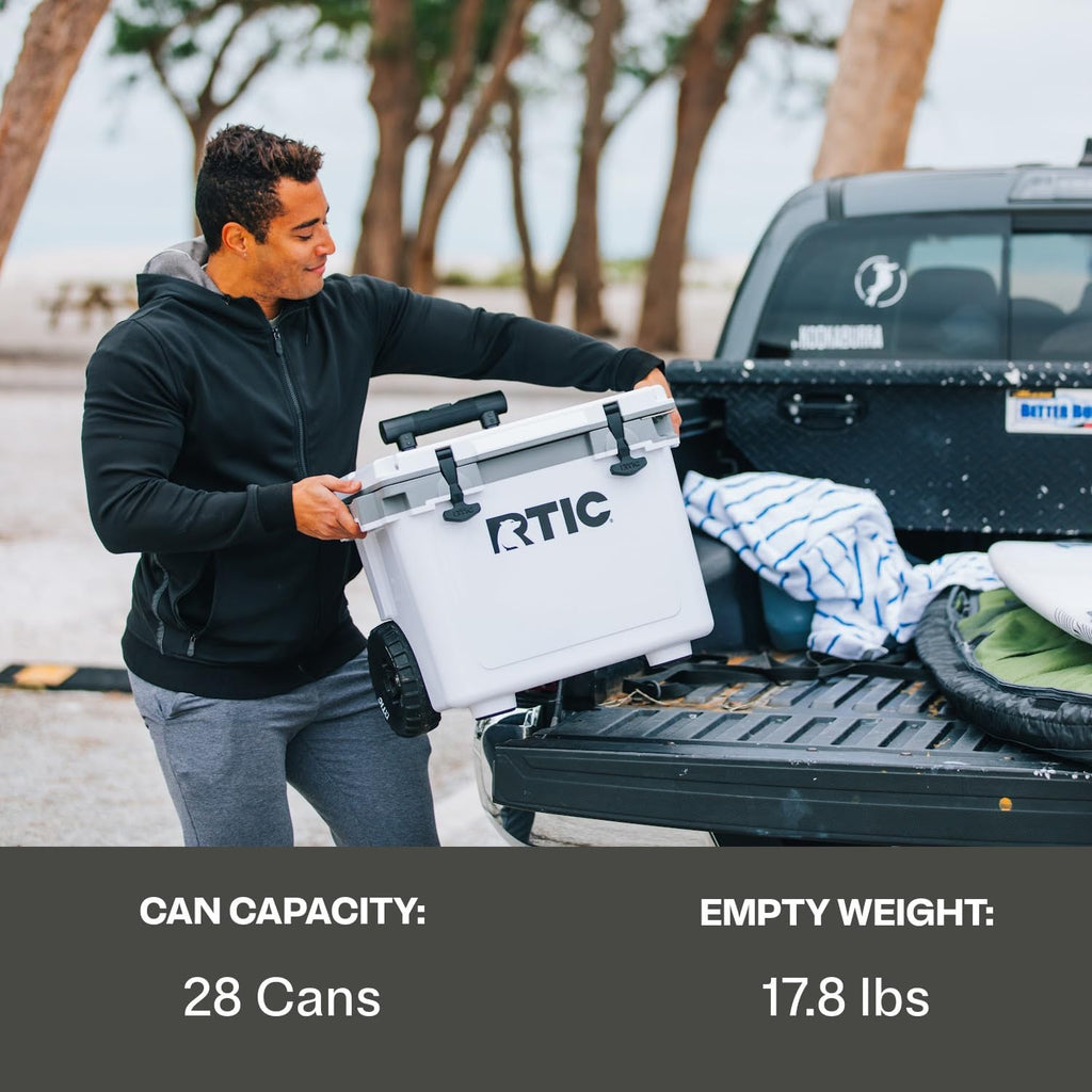 RTIC 22 QT Ultra-Light Wheeled Cooler with Handle, Hard Insulated Portable Ice Chest Box for Beach, Drink, Beverage, Camping, Picnic, Fishing, Boat, Barbecue