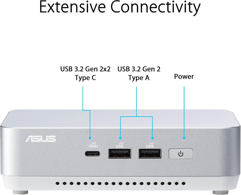 ASUS NUC 14 Pro+ Barebone with Intel 14thGen Core Ultra 7 155H (NPU Support), up to 96GB DDR5 RAM, Dual Storage, Thunderbolt 4, Wi-Fi 6E & Bluetooth 5.3, Silver Aluminum Chassis with VESA Mount