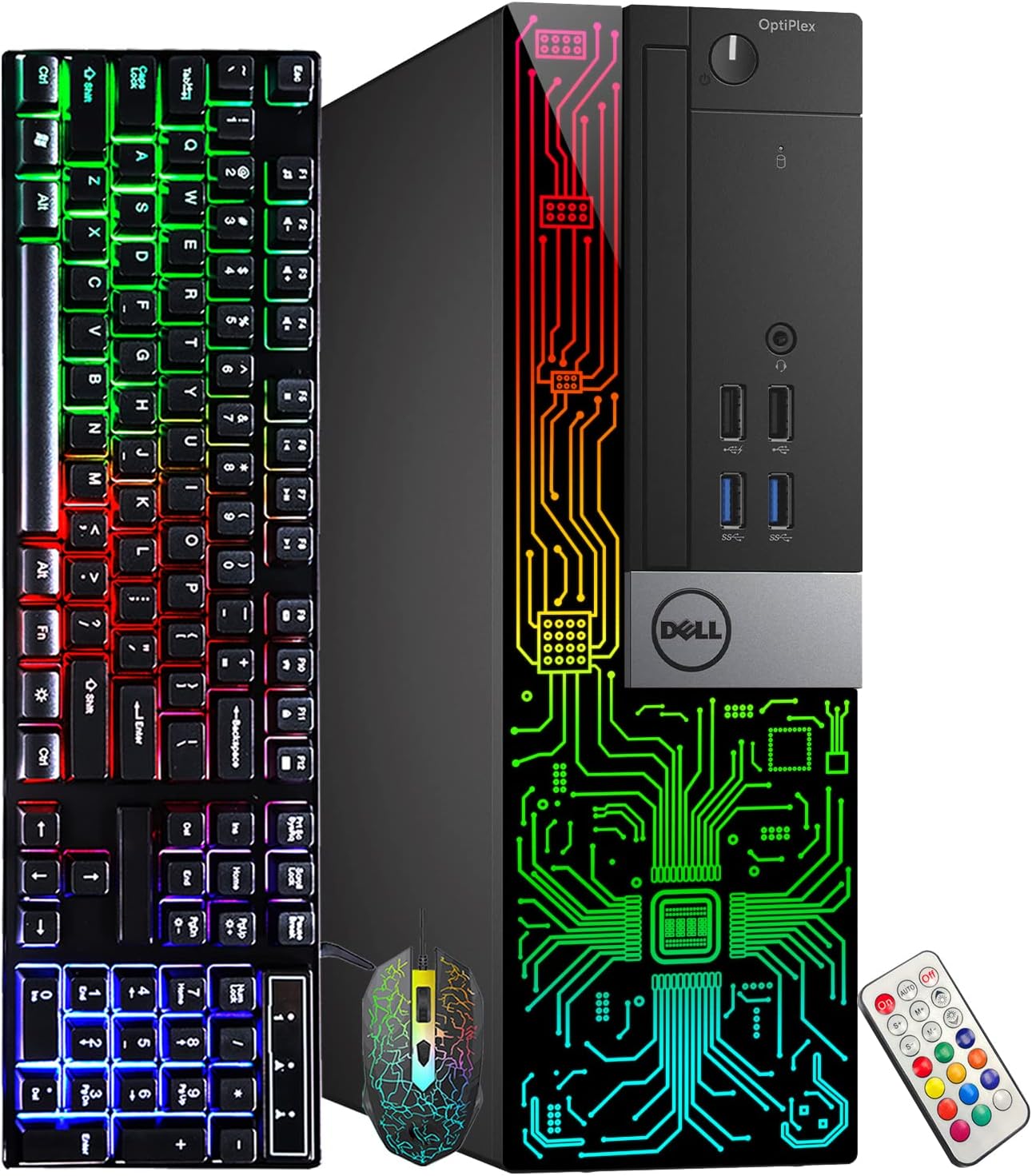 Dell OptiPlex 3060 SFF RGB Computer PC, Intel Core i5-8500, GeForce GT 1030 2GB GDDR5, 16GB RAM, 512GB NVMe, 1TB HDD, 22 Inch HDMI Monitor, Gaming Headset, WiFi, Bluetooth, Windows 11 Pro (Renewed)