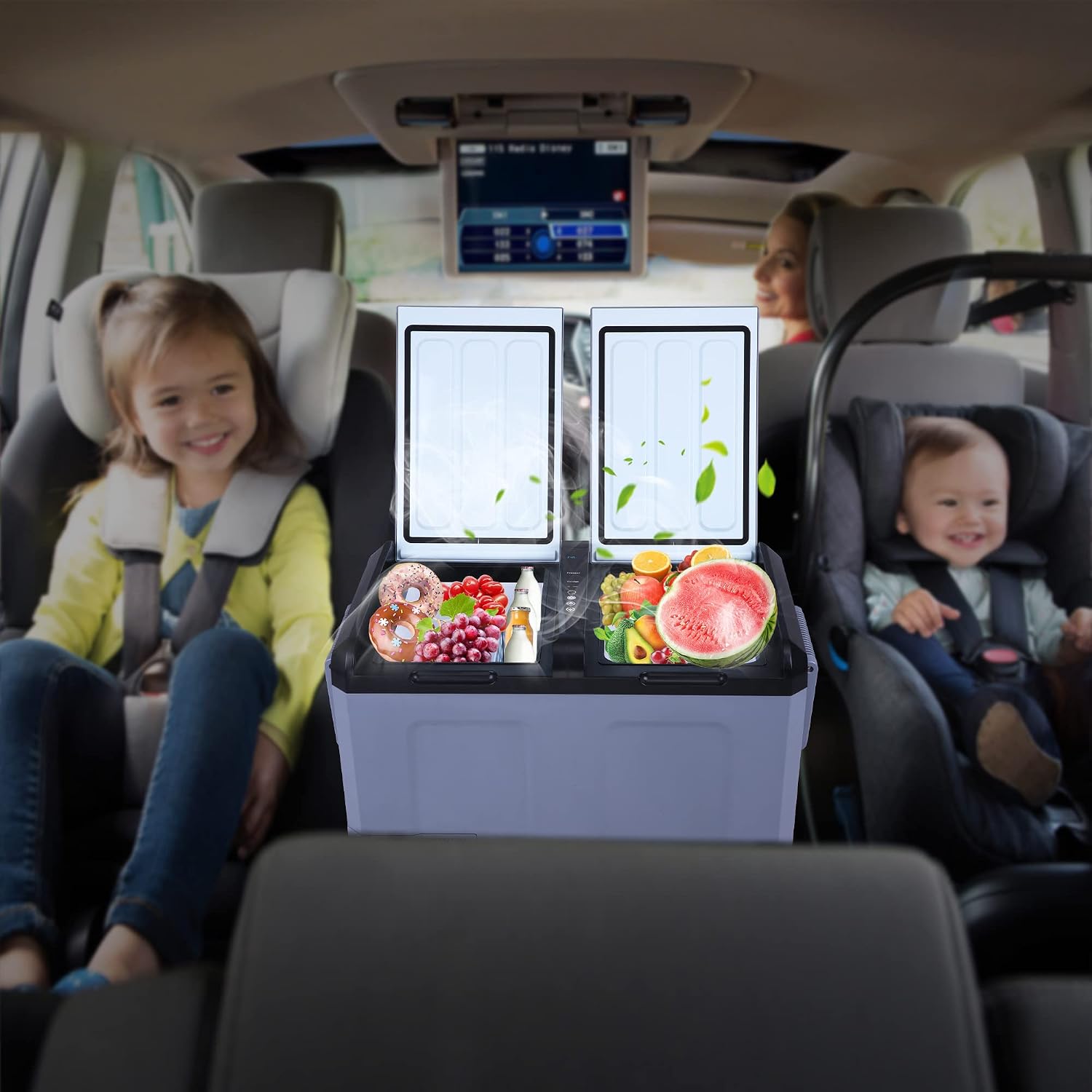 Car Refrigerator 12v Portable Fridge for Car, Auto Dual 52 Quart (49L) Portable Freezer Electric Compressor Cooler for Truck Van RV SUV Boat Camping Travel Road Trips and Home use 12V/24V DC, -7℉~68℉