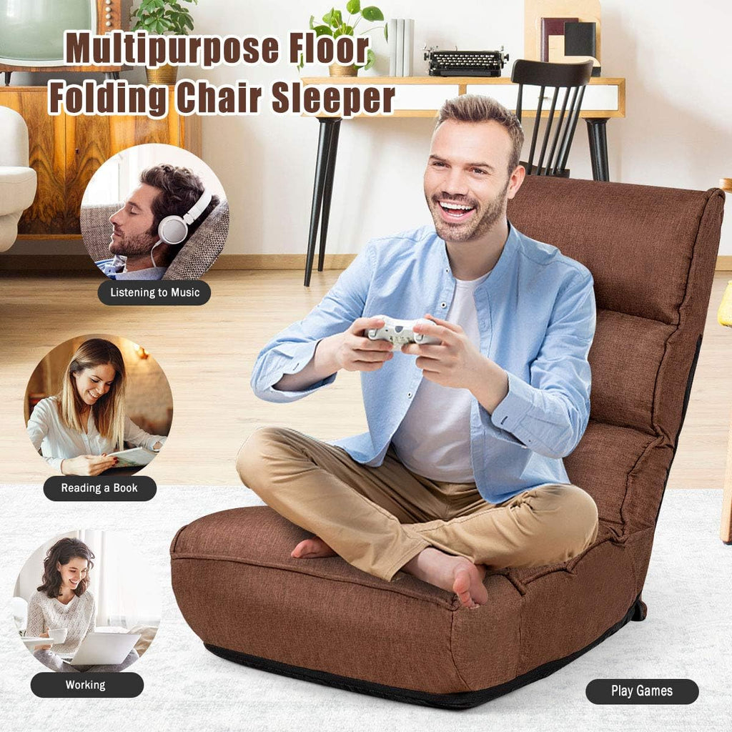 ARLIME 4-Position Adjustable Floor Chair, Armless Gaming Chair w/Back Support & Soft Cushion, Memory Foam Floor Lazy Sofa for Gaming, Reading, Meditating (Coffee)