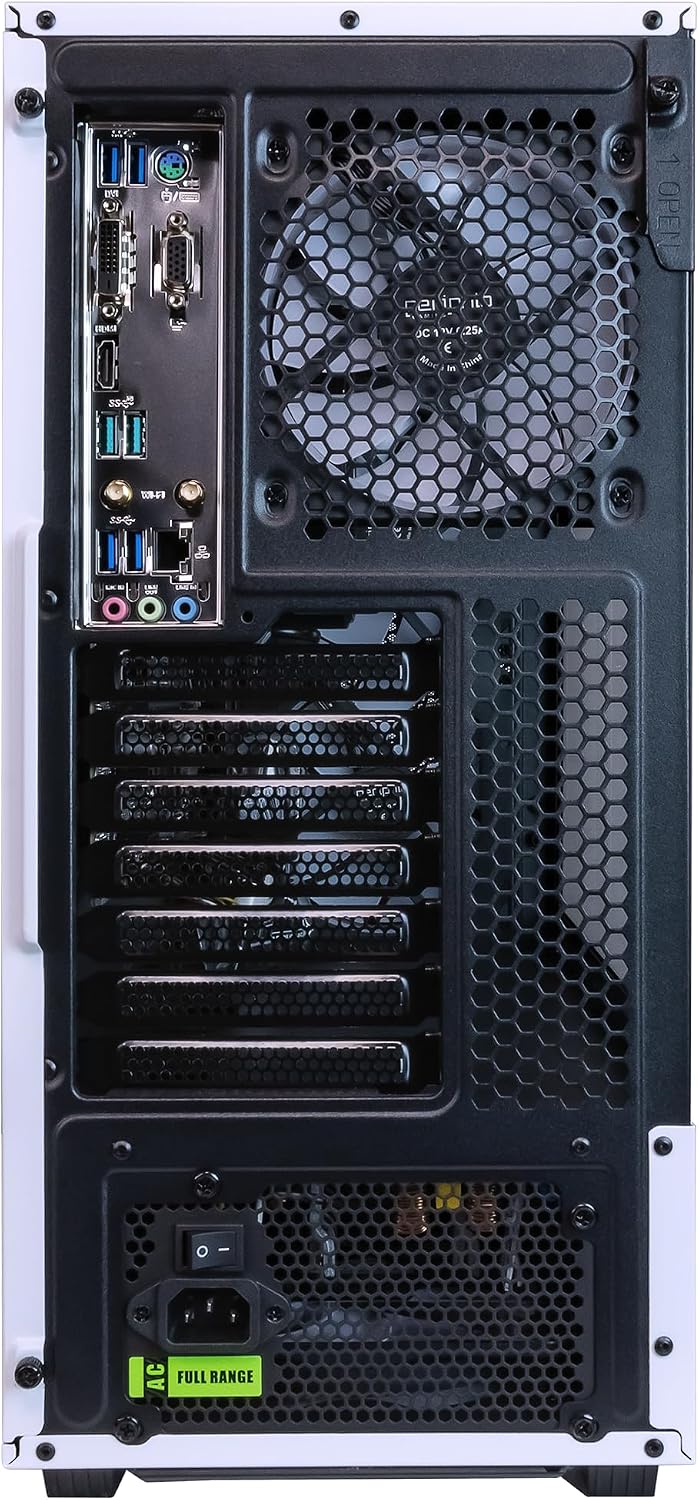 Periphio Castle Gaming PC, AMD Ryzen 5 5600GT up to 4.6GHz with Radeon Vega 7 Graphics, 32GB RAM, 1TBNVMe SSD, WiFi, Windows 11 Home, Black, 1080p Gaming Computer - Full RGB Gamer Bundle, 24' Monitor
