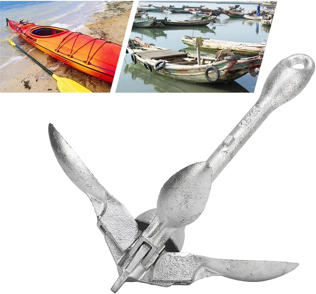 Folding Anchor, Marine Anchor 1.5kg/3.31lb Universal Carbon Steel High Hardness Secure Folding Grapnels,for Small Boats Canoe Paddle Boards