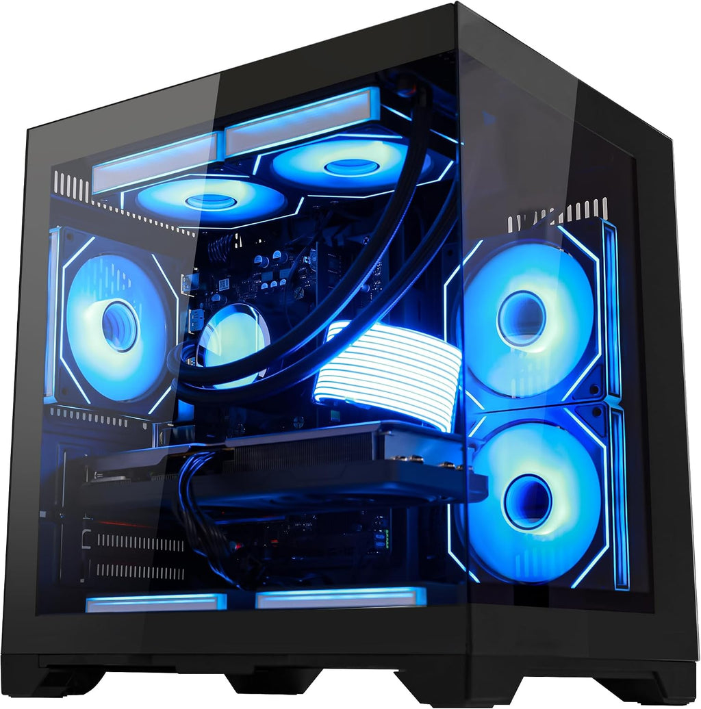 Gaming PC Desktop -AMD Ryzen 7 5700X 3.4 GHz -GeForce RTX 5060 8GB -32GB DDR4 RAM -1TB PCIe SSD -240mm AIO Water Cooled & RGB Fans -WiFi & Bluetooth -Windows 11 Tower Computer-Black